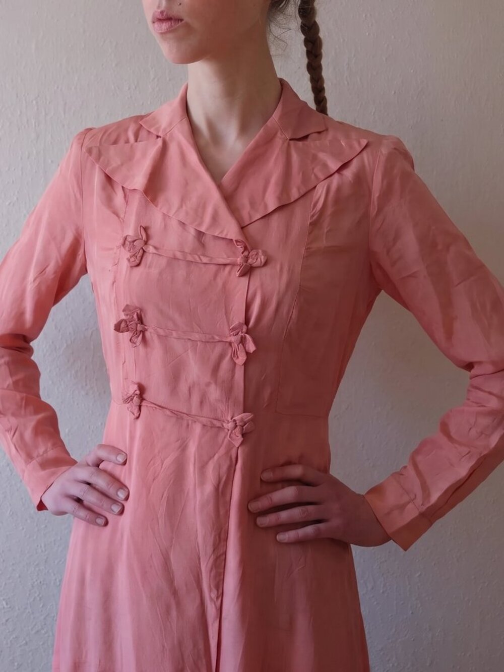 1940s Rayon robe trench